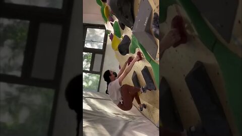 Chinese Girl "Climbing Lucy" Tries To Climb A Rock Wall