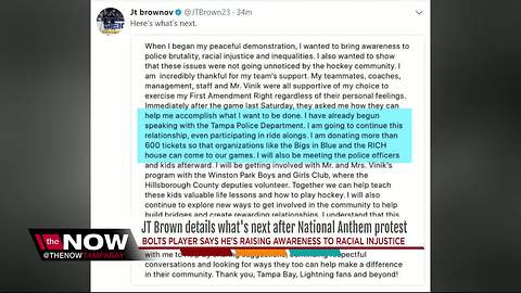 JT Brown taking action after anthem protest