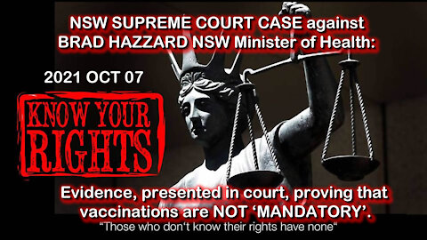 2021 OCT 07 Australia Know Your Rights Brad Hazzard mandatory vaccinations are NOT MANDATORY