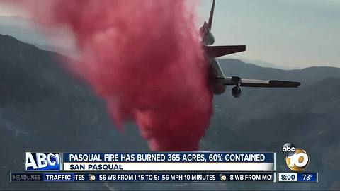 Pasqual fire has burned 365 acres, 60% contained