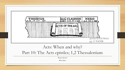 Acts - When and Why? - Part 10