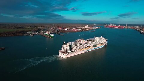 AIDA Prima huge cruise ship arriving into Southampton UK 14/03/2023 07.00hr approx DJI Air 2s drone