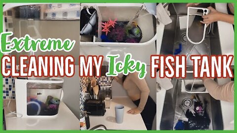 *EXTREME* CLEANING MY DISGUSTING🤢FISH TANK 2021| MY PET FISH & SATISFYING SPEED CLEAN W ME|ez tingz