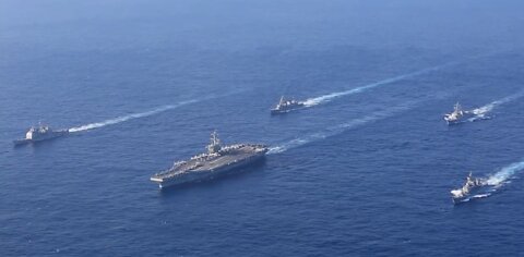 USS Carrier Joint formation exercise with JMSDF Japan