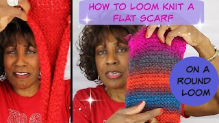 How To Loom Knit A Flat Scarf On A Round Loom - Loom Knitting With Wambui Made It