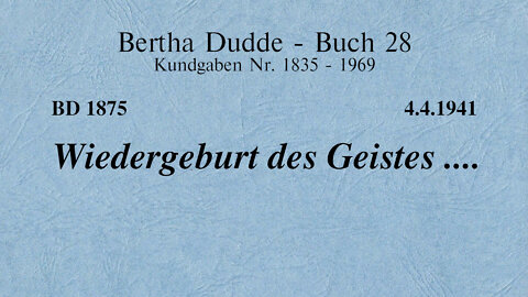 BD 1875 - WIEDERGEBURT DES GEISTES ....