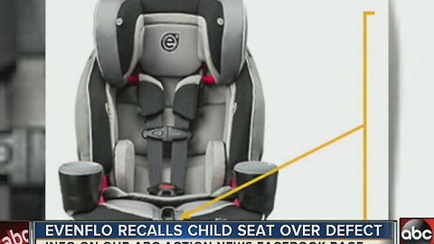 Evenflo recalls child seat over defect