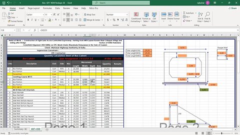 Box Culvert Quantity Calculation Automated Excel Sheet | Raft/Bottom Slab (Concrete and Shuttering)