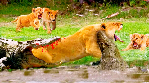 Ferocious Battle! Crocodiles Receive A Bitter Ending When Attacking Lion -Lion Vs Crocodilesxxxx