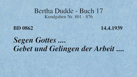 BD 0862 - SEGEN GOTTES .... GEBET UND GELINGEN DER ARBEIT ....