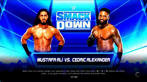 WWE Friday Night Smackdown Mustafa Ali vs Cedric Alexander in the Smackdown World Cup Tournament