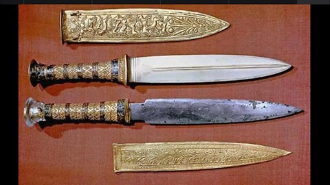 PHARAOH TUT METEORITE IRON DAGGER & GOLD & ARTIFACTS LIKE ARK OF THE COVENANT IN EGYPT LOCUST ARMY