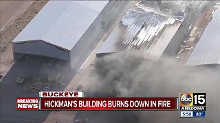 Fire destroys building at Hickman Family Farms