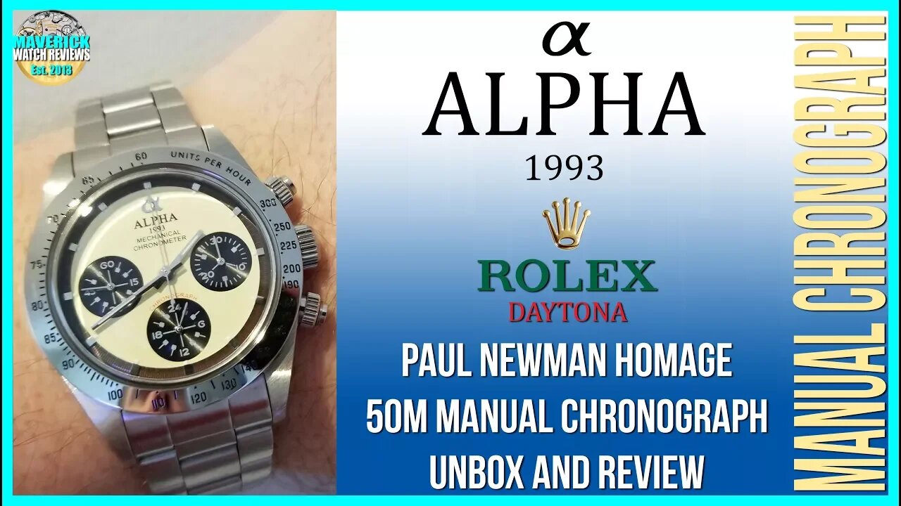 Very Nice Alpha Paul Newman Rolex Daytona Homage 30m Chinese Manual Chronograph Unbox Review