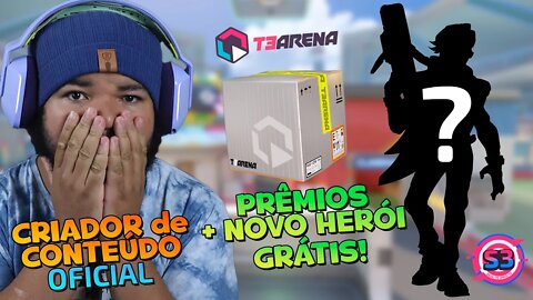 VIREI CRIADOR DE CONTEÚDO OFICIAL T3 ARENA! GANHEI HERÓI GRÁTIS E PRÊMIOS!