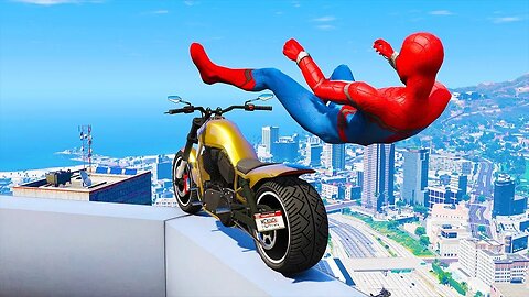 GTA V : Spiderman Dangerous stunts on bike EPS. 03