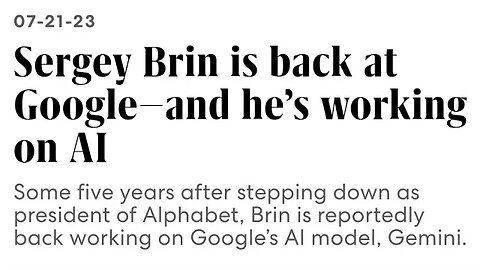 SERGEY BRIN BACK AT GOOGLE WORK AT AI GOOGLE -- FRANSISCA OFFICIAL