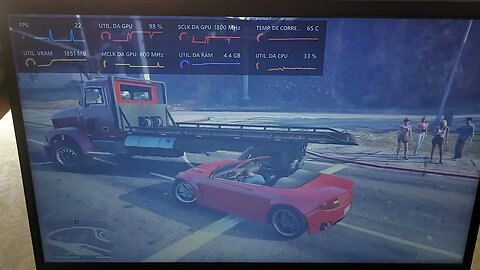 GTA V rodando no Lenovo Ideapad 3 AMD Ryzen 5500U com RX Vega 7 8GB de RAM e M.2 de 256GB