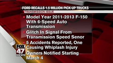 Ford recalls 1.5M pickups that can downshift without warning