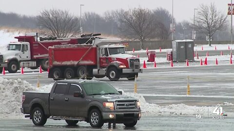 Snow cleared out at GEHA Field at Arrowhead Stadium ahead of Chiefs-Steelers showdown