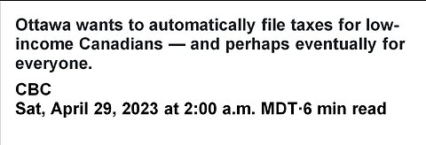 Income Tax Autofile is illegal. No Canadian is REQUIRED to file income tax EVER!