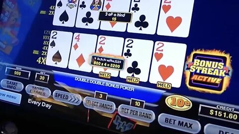 Deuces with a kicker! #ultimatex #videopoker #jackpot #slots #quads