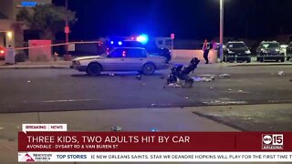 Three children, two adults taken to the hospital after being hit by vehicle