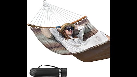 SUNCREAT Hammocks 14 FT Quick Dry Hammock Double Size with Spreader Bar, 2 Person Hammock for O...