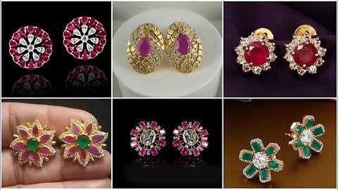 Most Beautiful Popular Gold Studs and Gold Earrings with Rub