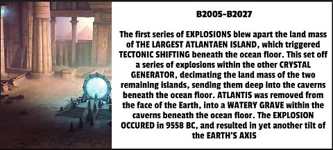 The first series of EXPLOSIONS blew apart the land mass of THE LARGEST ATLANTAEN ISLAND, which trigg