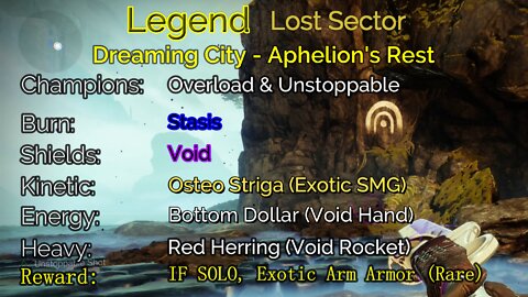 Destiny 2 Legend Lost Sector: Dreaming City - Aphelion's Rest 5-12-22