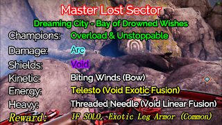 Destiny 2, Master Lost Sector, Bay of Drowned Wishes on the Dreaming City 12-13-21