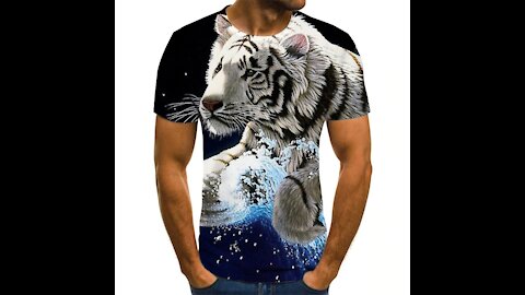 Summer 2020 new 3D printed T-shirt animal print men's T-shirt print casual