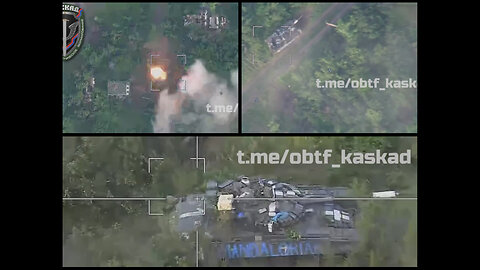 Russian Lancet UAV strike on a Ukrainian T-80BV tank