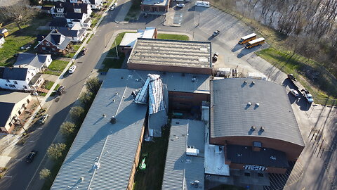 Gallia Academy Middle School roof damaged by 60 mph winds (Drone)