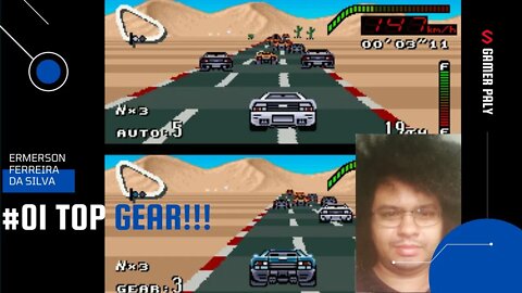 [14] #01 Top Gear carro branco (Super NIntendo)