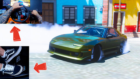 Drifting Nissan 240sx with SteeringWheel + Handbrake