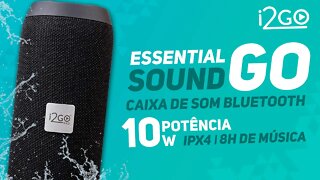 Caixa de Som Bluetooth i2GO - 10W de POTÊNCIA e Resistência à ÁGUA!