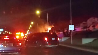 Fire shuts down traffic on Decatur Boulevard in Las Vegas