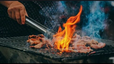 Grilling In a storm outdoor cooking