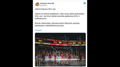 Jokerit jättää KHL Liigan