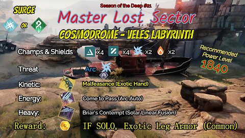 Destiny 2 Master Lost Sector: Cosmodrome - Veles Labyrinth on my Strand Warlock 7-15-23