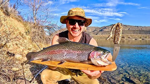 THICK Rainbow Trout Catch & Cook!!! FIRE ROASTED...