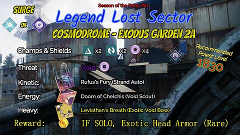 Destiny 2 Legend Lost Sector: Cosmodrome - Exodus Garden 2A on my Arc Titan 6-24-23