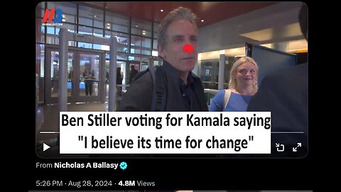 Ben Stiller voting for Kamala "I believe its time for change"