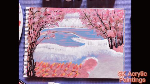 Painting tutorial for beginners - Landscape - Peach Blossom