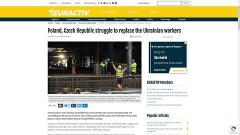 Poland & Czech Republic suffer labour shortage due to Ukrainian workers returning to go fight war...