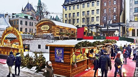 Old Quebec German City Christmas Market Night Walk