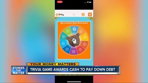 Trivia game awards cash to help pay down debt