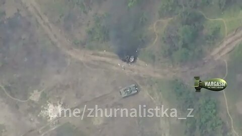 Two Ukrainian tanks, two Russian 'Lancets', one location